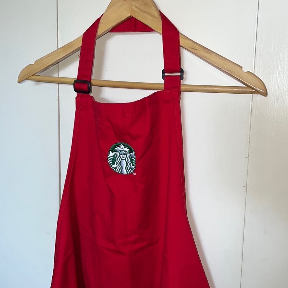 Red holiday apron Starbucks